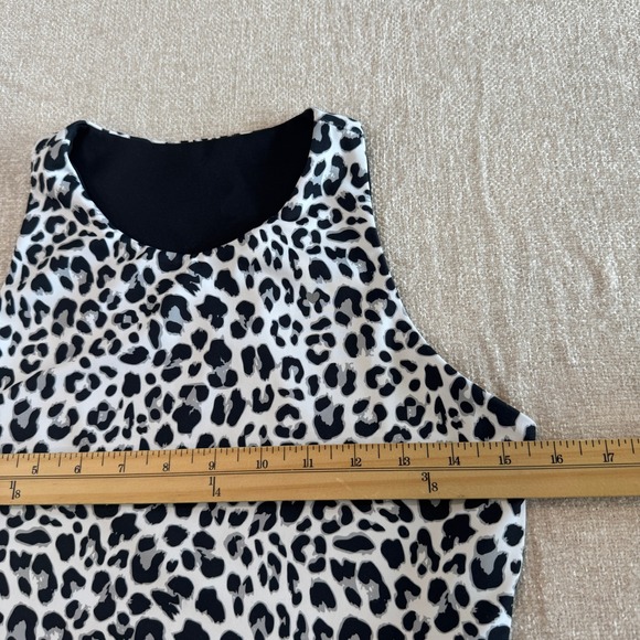 Love Fitness Aloha Reversible Leopard Print High Neck Racerback Crop Tank Black - Picture 5 of 7